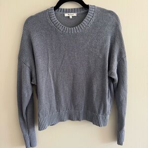 Madewell 100% Linen Drop Shoulder Sweater Crewneck Steel Blue Gray Grey